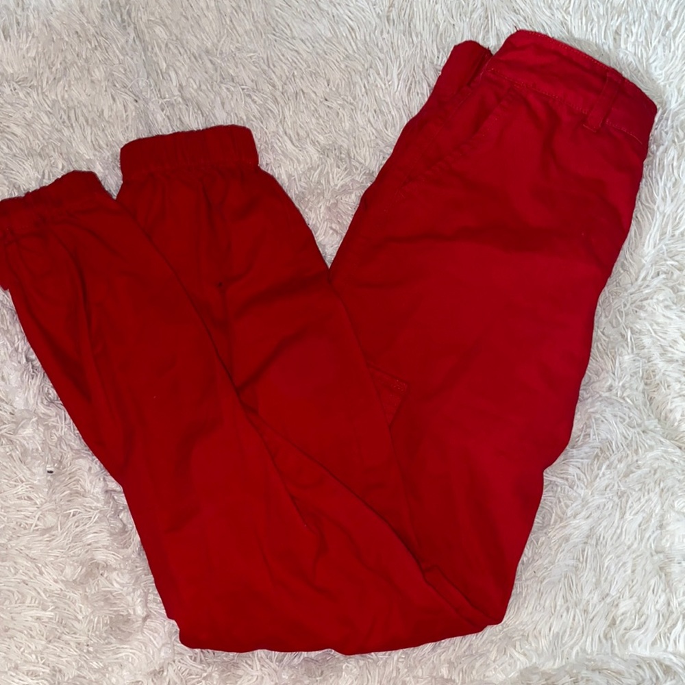 red cargo pants